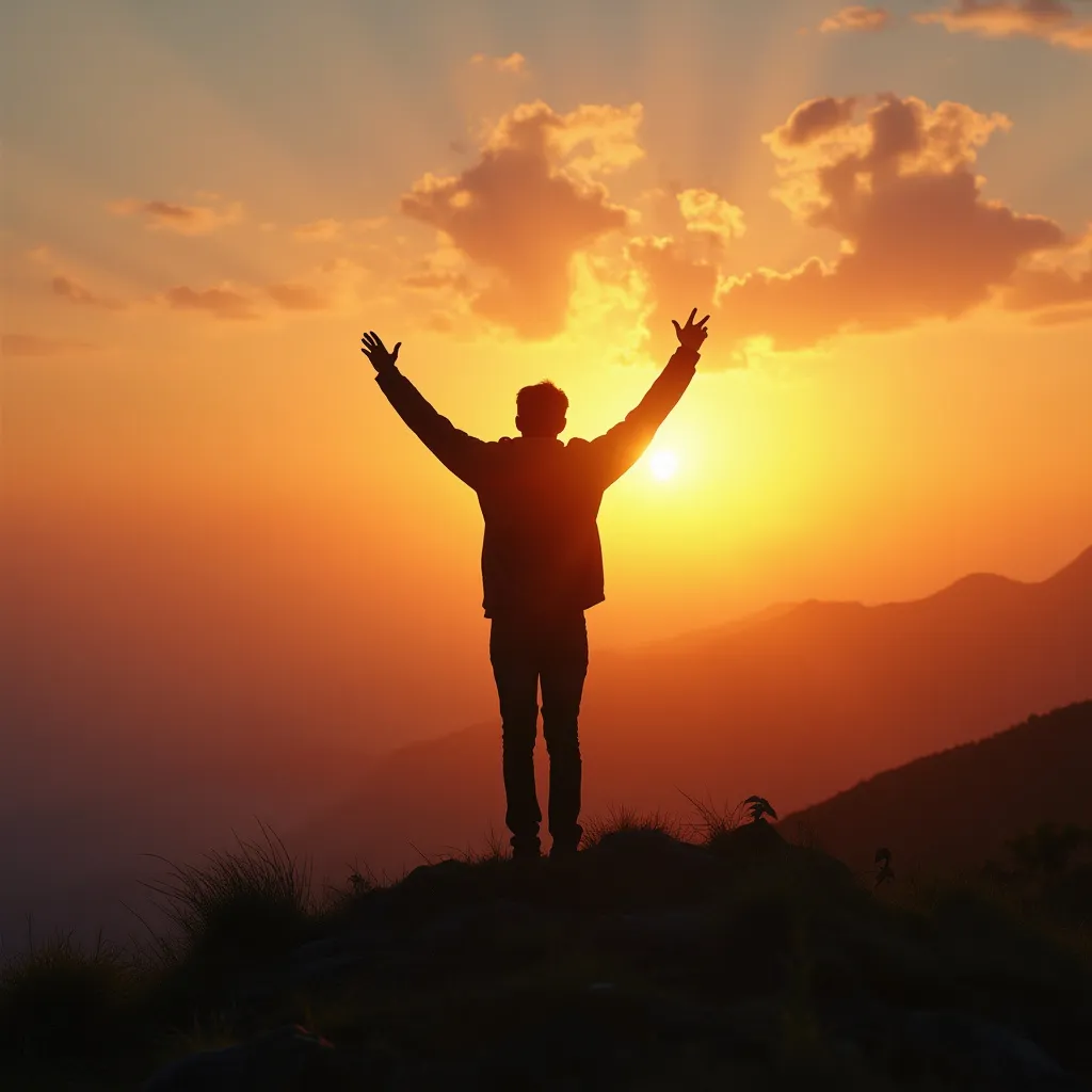 Personne atteignant un objectif symbolique